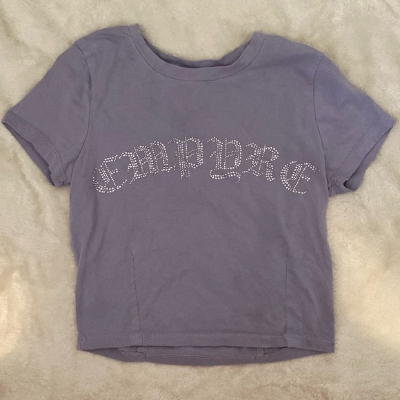 M Empyre Purple Rhinestone Crop Top - Picture 2 of 4